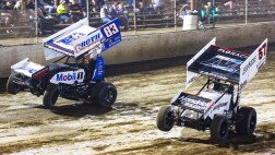 World 0f Outlaws 2024 Kyle Larson races James McFadden at I-55 Trent Gower.jpg