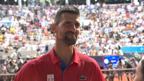 Image for Olympic men's champion Novak Djokovic talks gold medal win